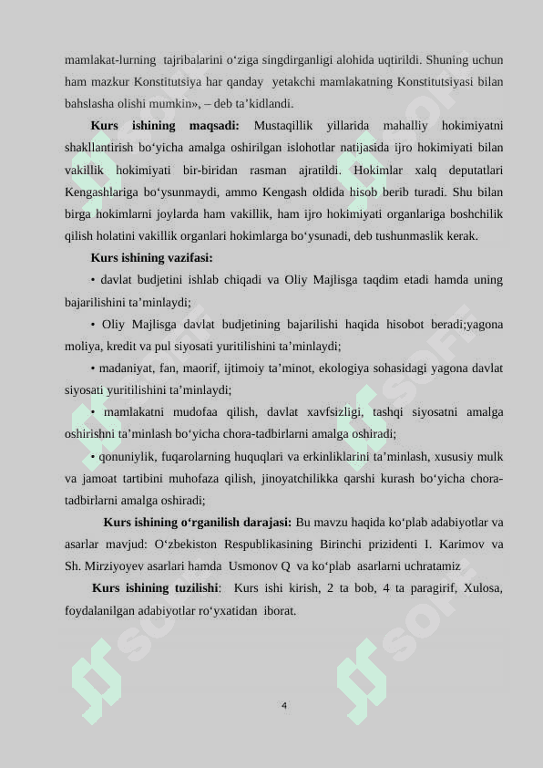 O’zbekistonda huquqiy demokratik va fuqarolik jamiyatini barpo etishda mamlakatni modernizatsiyalashda amalga oshirilayotgan jarayonlar mohiyati 4