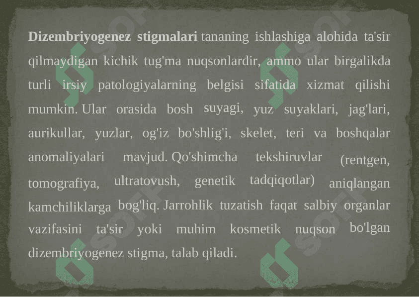 DIZEMBRIYOGENEZ STIGMALARI 2