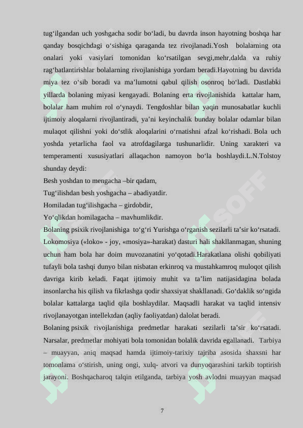 ILK YOSHDAGI BOLALARNI TARBIYALASHNING O‘ZIGA                                                                                   XOSLIGI 7