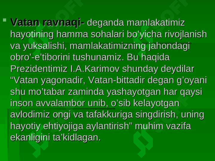 VATAN RAVNAQI YURT TINCHLIGI 3