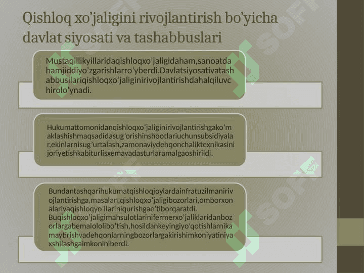 Mustaqillik yillarida qishloq xoʻjaligi va sanoat sohasidagi o'zgarishlar 4