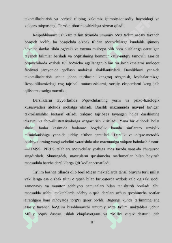 BOSHLANGICH TALIM ONA TILI OQITISHNING MILLIY OQUV DASTURI TALABLARI UNING MAQSAD VA VAZIFALARI 7