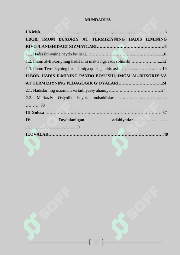 Imom al-Buxoriy at-Termiziyning hadis ilmini rivojlantirishdagi xizmatlari 2