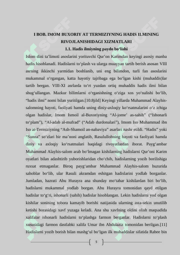 Imom al-Buxoriy at-Termiziyning hadis ilmini rivojlantirishdagi xizmatlari 5