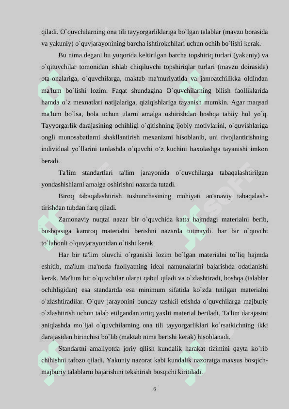 SAVOD O’RGATISH DARSLARIDA  O’QUVCHILARNING MUSTAQIL ISHLARINI TASHKIL ETISH 5