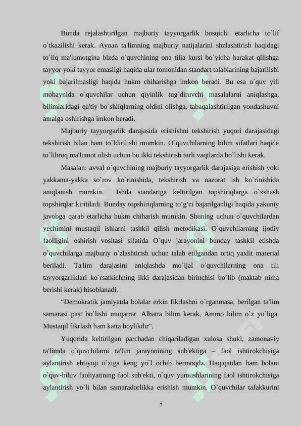 SAVOD O’RGATISH DARSLARIDA  O’QUVCHILARNING MUSTAQIL ISHLARINI TASHKIL ETISH 6