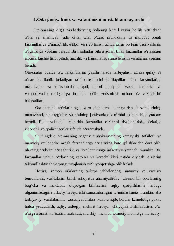 Oilada farzandni vatanparvarlik ruhida tarbiyalash. 5