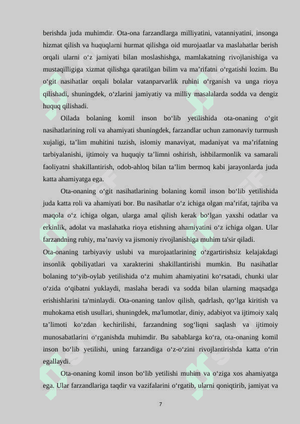 Oilada farzandni vatanparvarlik ruhida tarbiyalash. 7