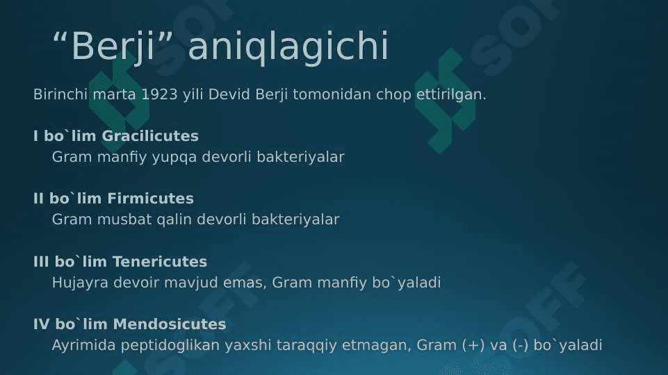 Bakteriyalarning “Berji “ aniqlagichi. Prionlar, ularning tibbiyotdagi o’rni 3