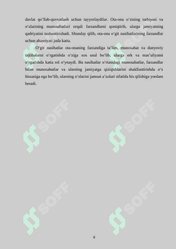 OILADA FARZANDNI VATANPARVARLIK RUHIDA TARBIYALASH 8