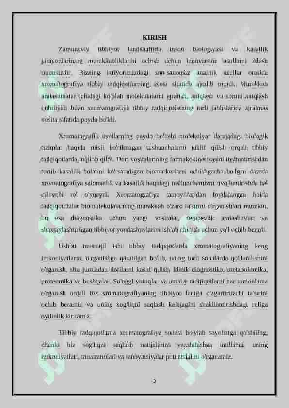 Xromatografiyaning tibbiy izlanishlardagi imkoniyatlari 2