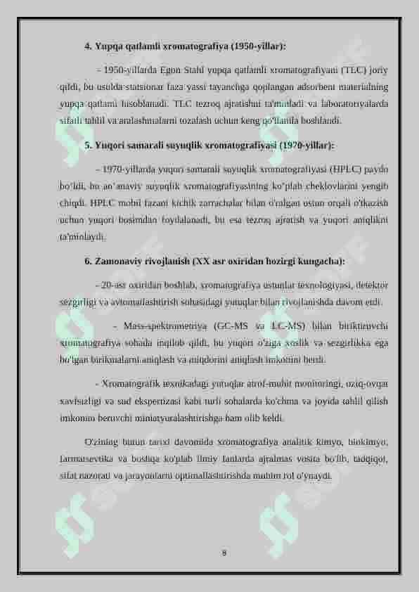 Xromatografiyaning tibbiy izlanishlardagi imkoniyatlari 7