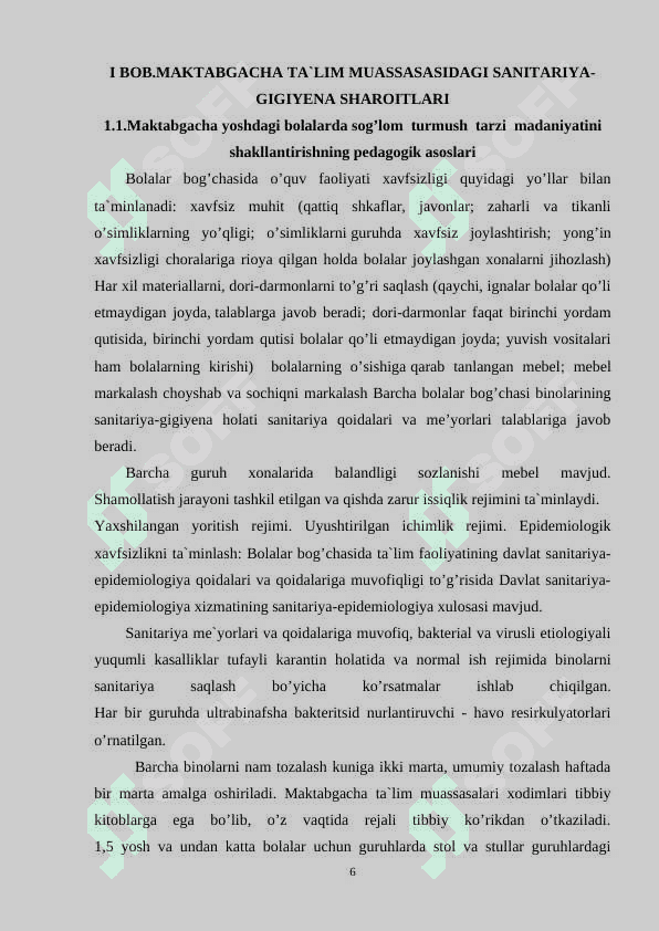 Maktabgacha taʼlim muassasalarida sanitar epidemiologik rejimni taʼminlash sanitariya qoida va meʼyorlari 6