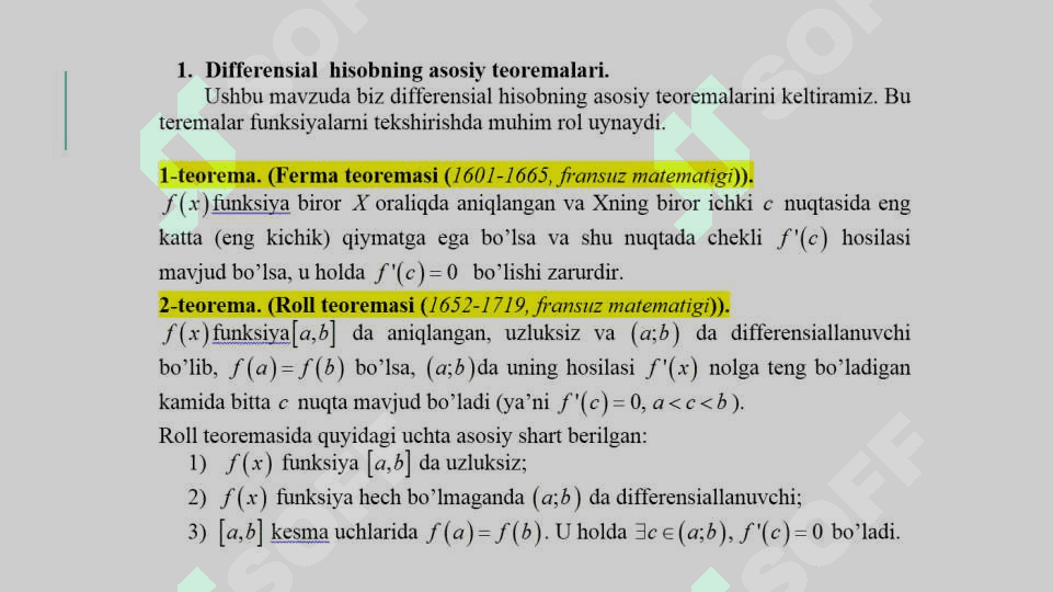 Differensial hisobning asosiy teoremalari 3