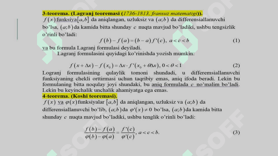 Differensial hisobning asosiy teoremalari 4