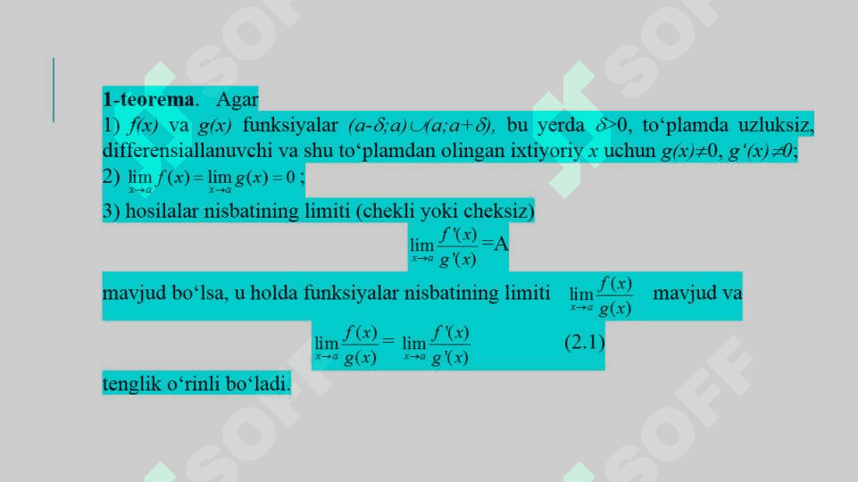 Differensial hisobning asosiy teoremalari 6