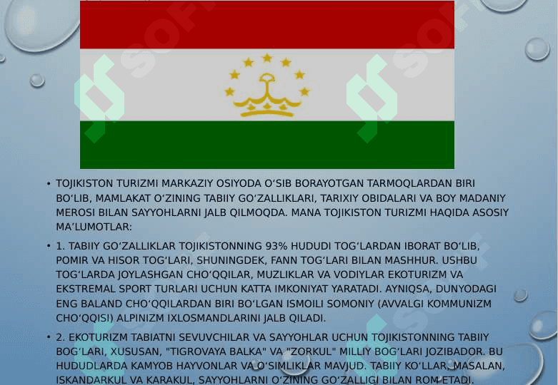 Turizmning asosiy yo’nalishlari va imkoniyatlari(Tadjikistan misolida) 3