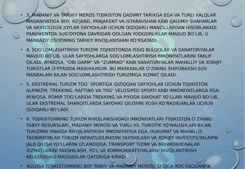 Turizmning asosiy yo’nalishlari va imkoniyatlari(Tadjikistan misolida) 4