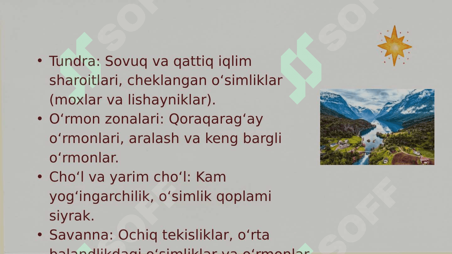 Mavzu: Tabiiy geografik zonalar haqida umumiy ma’lumot 4
