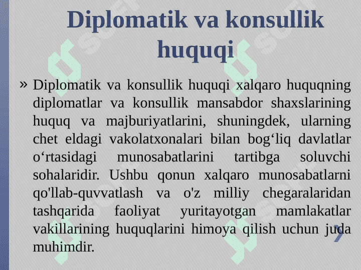 Diplomatik va konsullik huquqi 6