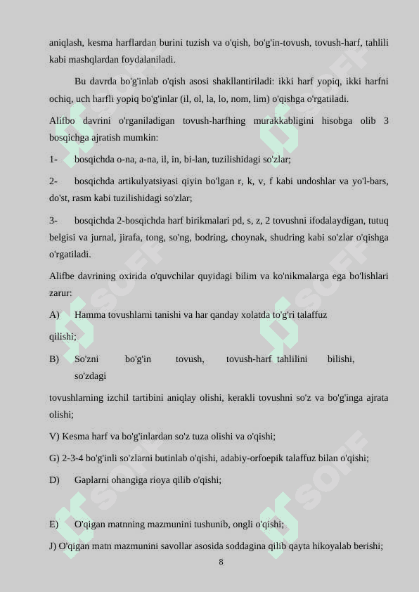 SAVOD OʻRGATISH DAVRIDA YOZUV DARSLARINI TASHKIL ETISH 8
