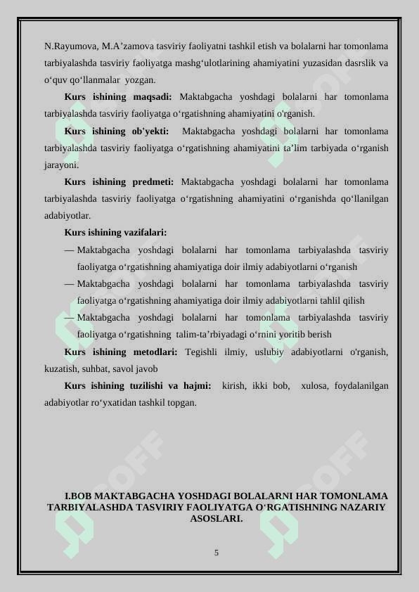 MAKTABGACHA YOSHDAGI BOLALARNI HAR TOMONLAMA TARBIYALASHDA TASVIRIY FAOLIYATGA O‘RGATISHNING AHAMIYATI 5