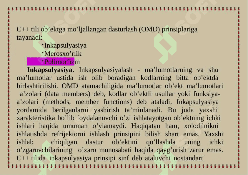 Inkapsulyasiya tushunchasi. 2