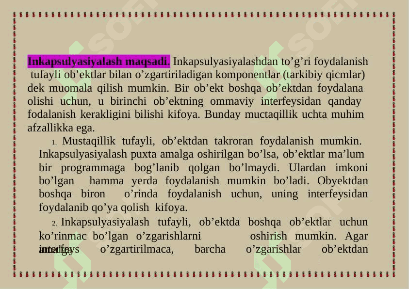 Inkapsulyasiya tushunchasi. 6