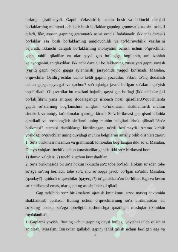 Boshlang‘ich sinfda gap ustida ishlashdagi izchillikBoshlang‘ich sinfda gap ustida ishlashdagi izchillik 7
