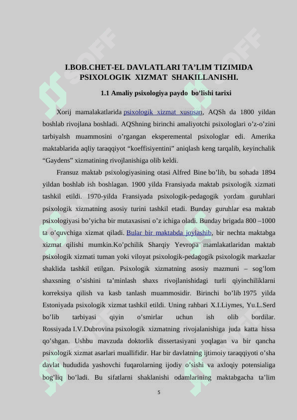 Xorijiy ta'lim tizimida psixologik xizmat kurs ishi 5