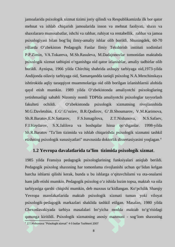 Xorijiy ta'lim tizimida psixologik xizmat kurs ishi 8