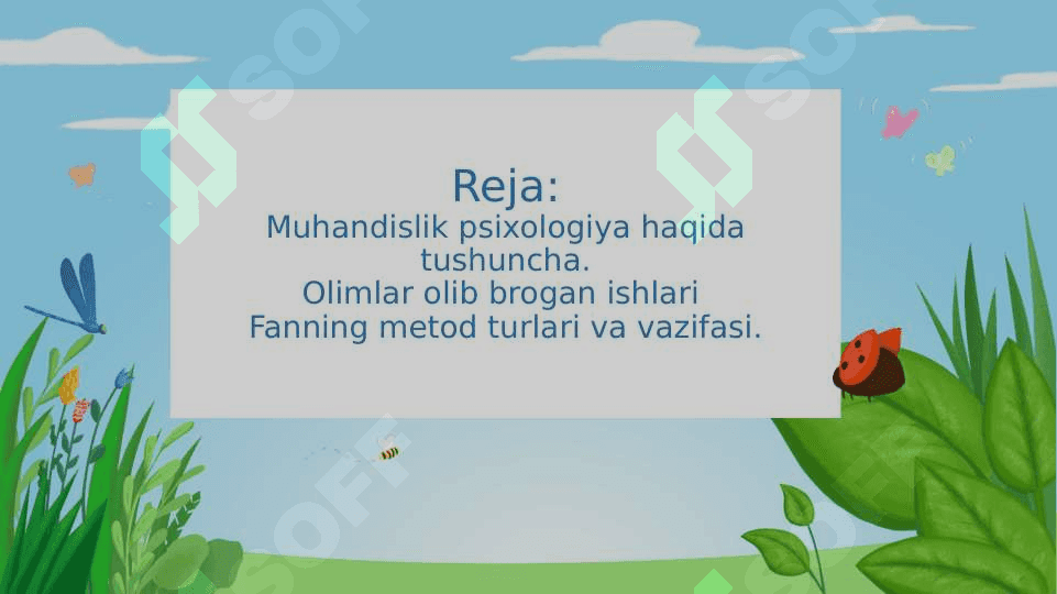 Muhandislik psixologiyasi metodi va vazifasi. Taqtimot 2