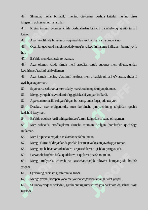 PSIXOLOGIK TESTLAR. ICHKI ISHLAR O'RGANLARIGA KIRISH UCHUN 6