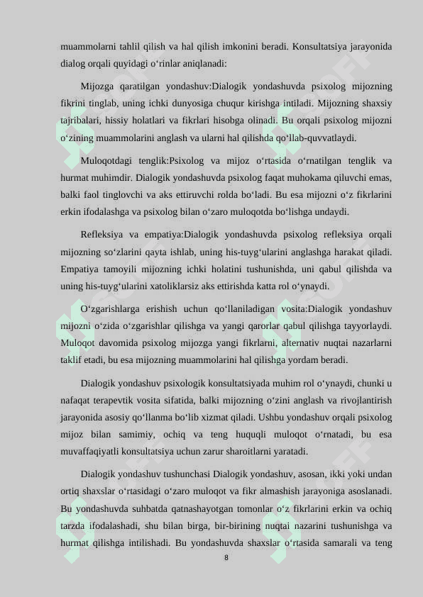 PSIXOLOGIK KONSULTATSIYADA DIALOGIK YONDASHUV MOHIYATI 8