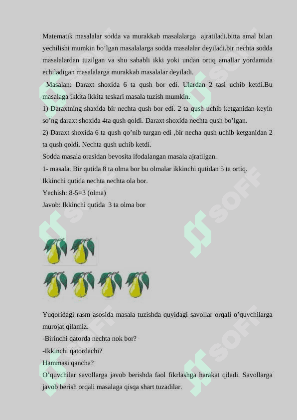 Mavzu: Matematika darslarida o’quvchilarni  fikrlash faolyatini   rivojlantirish 5