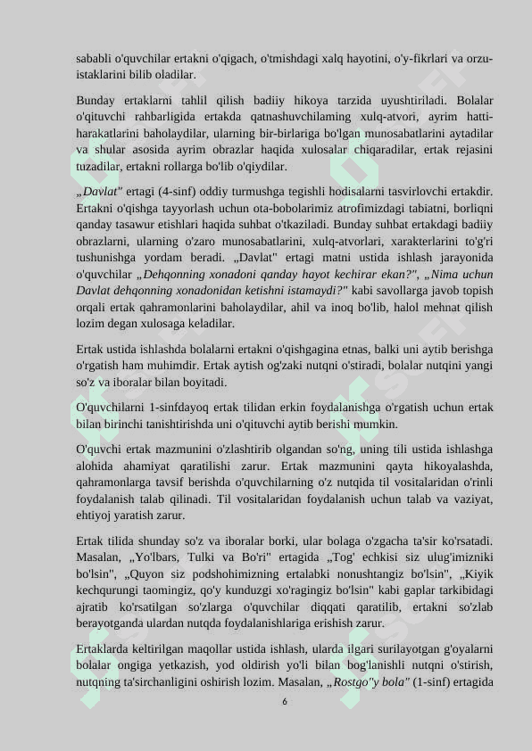 Mavzu: Boshlang‘ich ta’limda folklor janrlarini o‘rgatish yo‘llari 6