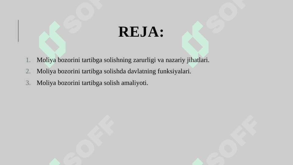 Davlatning moliya bozorini tartibga solishdagi roli. 2