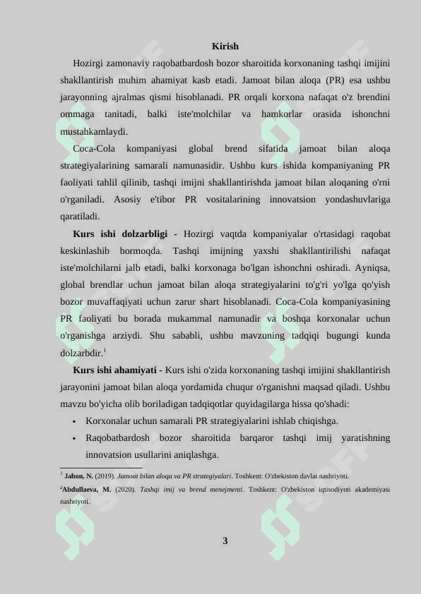 Jamoat bilan aloqa yordamida korxonaning tashqi imijini shakllantirish. 2