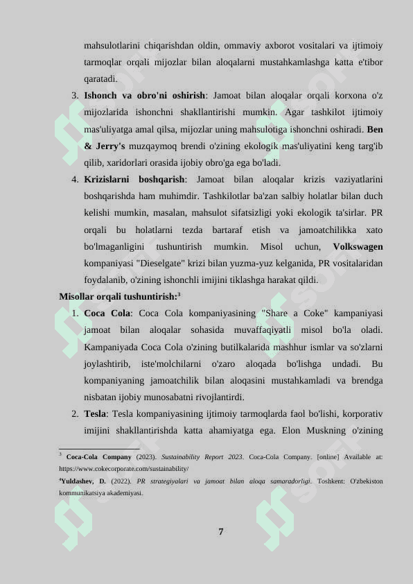 Jamoat bilan aloqa yordamida korxonaning tashqi imijini shakllantirish. 6