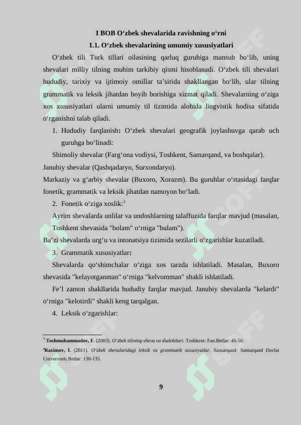 O‘zbek shevalarida ravish va uning yasalishi 8