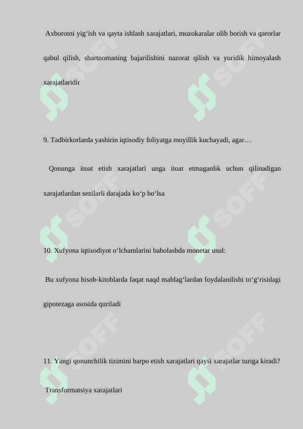 Institutsional iqtisodiyot yakuniy savollarga javob 3