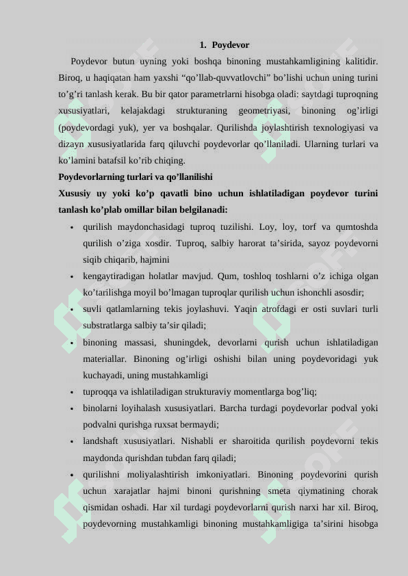 Poydevorlar tarxlarini tahlil qilish 2