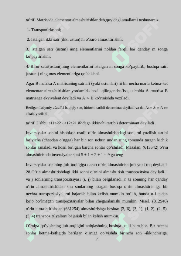 Matritsalarni LU ko’pytma shaklida yozish 7