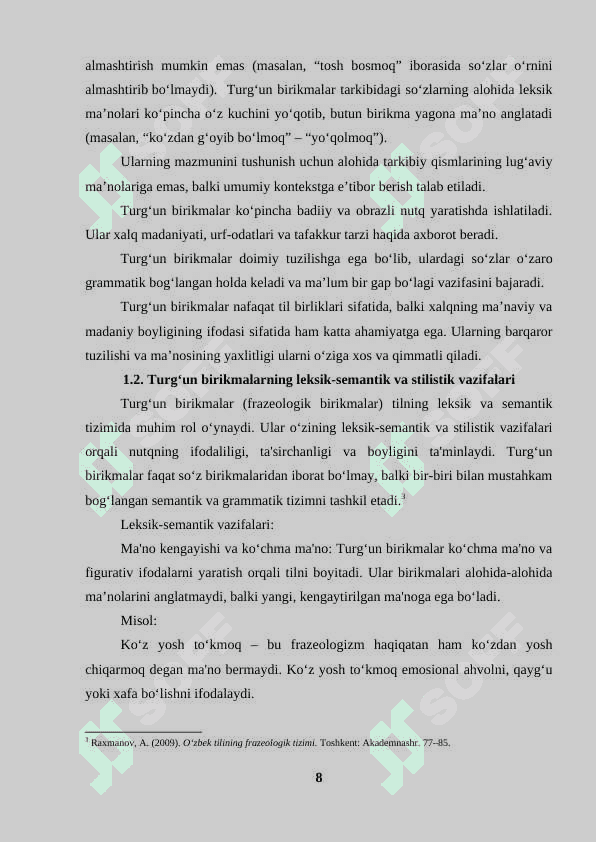 Turg‘un va erkin birikmalarni farqlash muammosi. 7