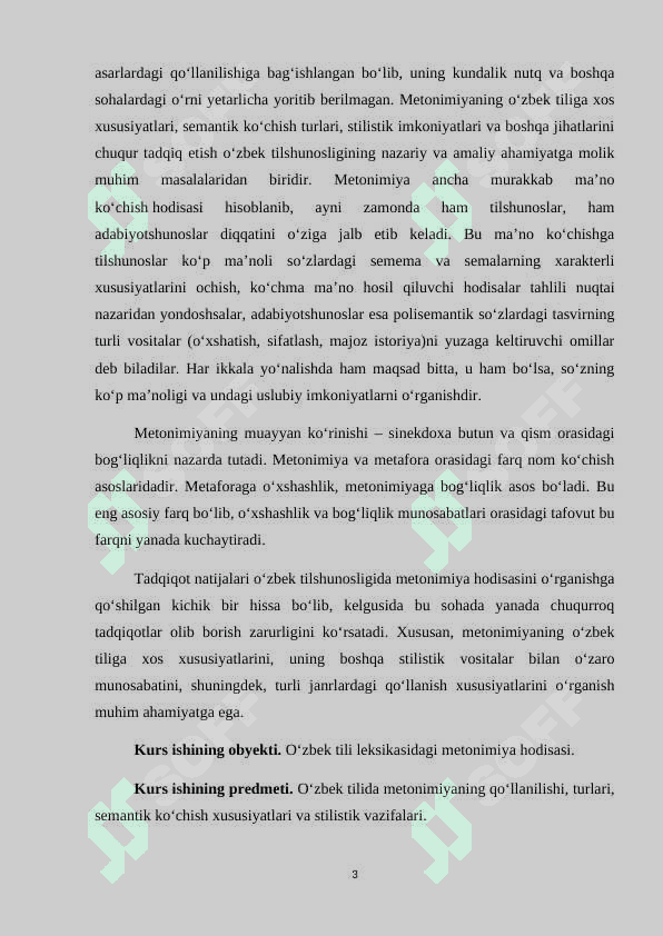 OʻZBEK TILSHUNOSLIGIDA METONIMIYA HODISASIGA ILMIY MUNOSABAT kurs ishi.docx 3