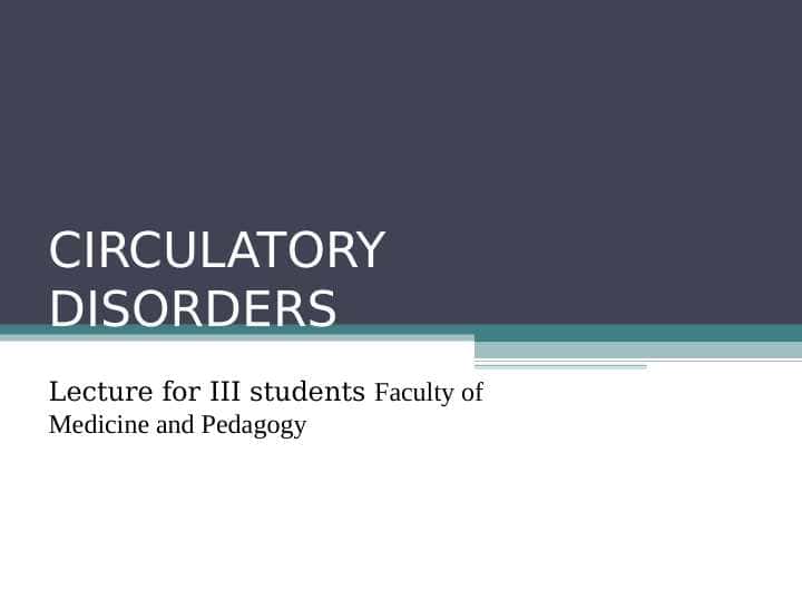 CIRCULATORYDISORDERS