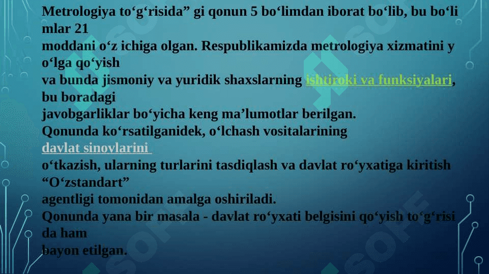Elektronika va avtomatika tarmoqlarida metrologik xizmat 8