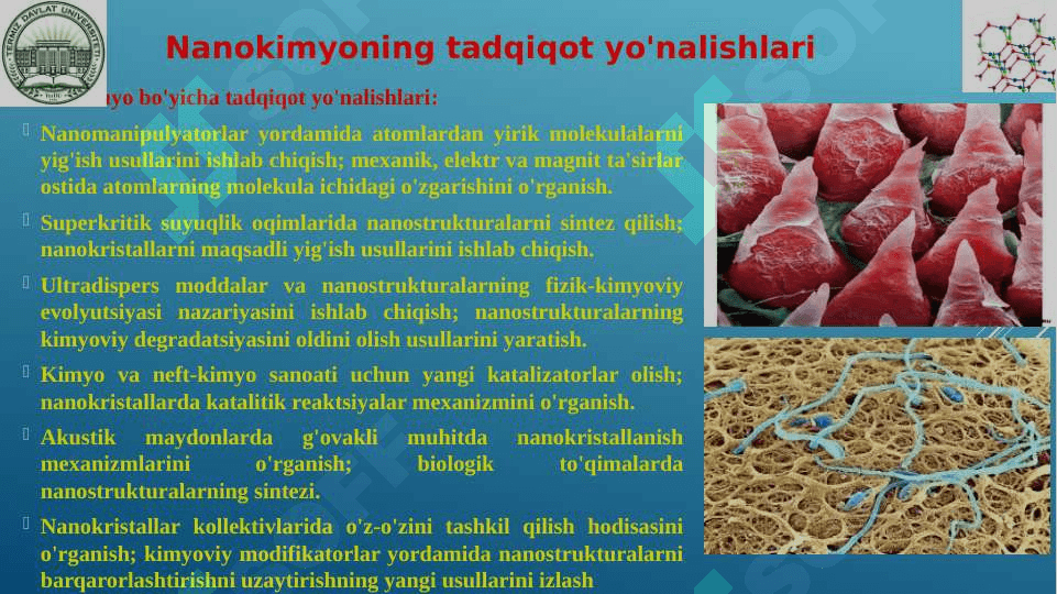 Nanokimyoning tadqiqot yo'nalishlari 2