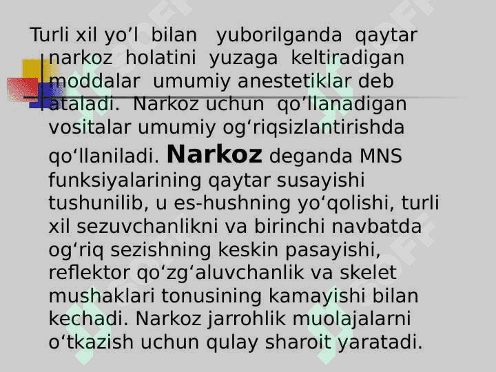 Narkoz  vositalari 2