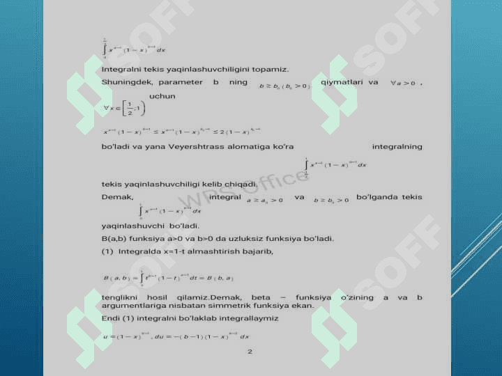Eyler integrallari taqdimot 2
